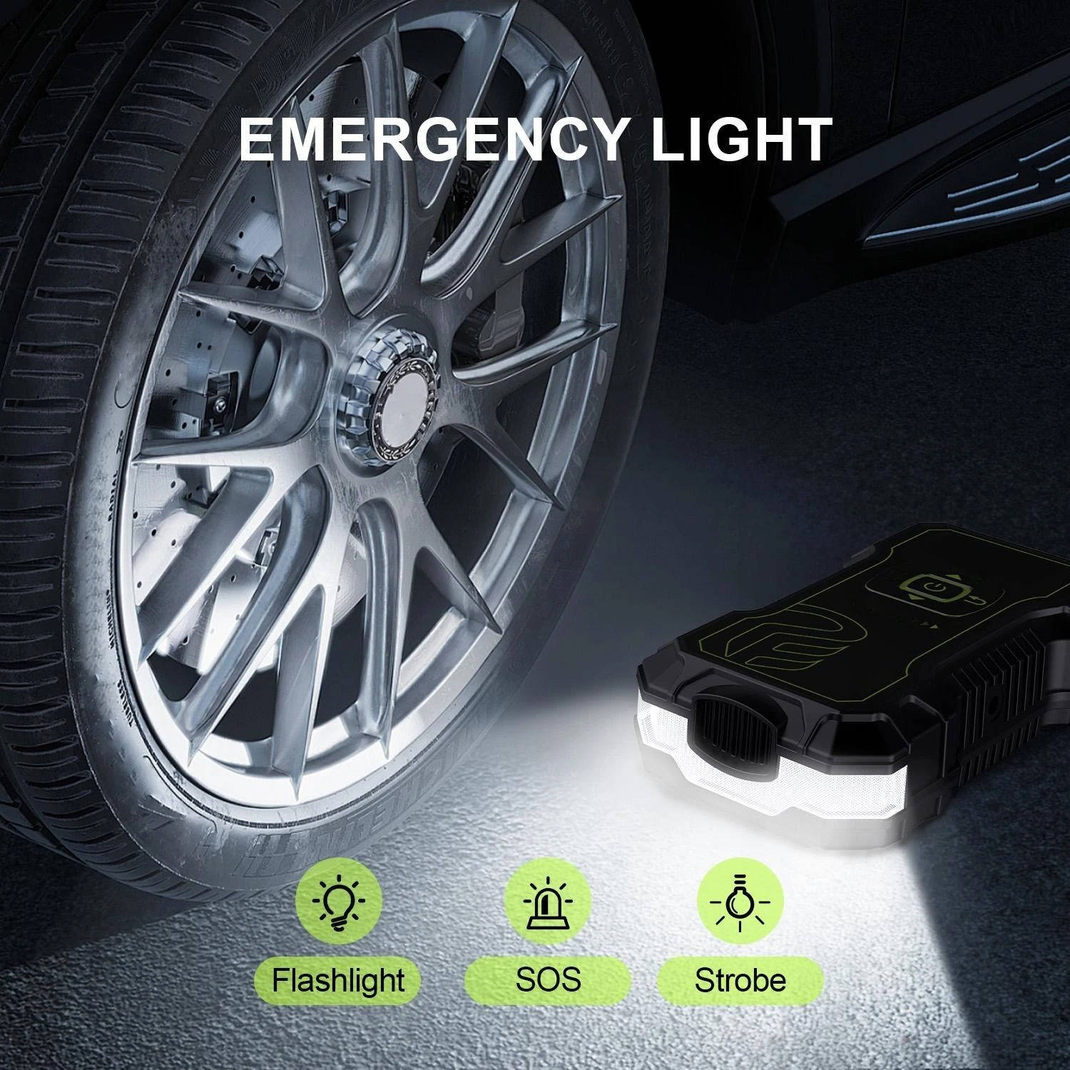 PowerBoost | 10000mAh Car Jump Starter with Air Compressor & Wireless Charging | Compact Design for Emergency Starts 2