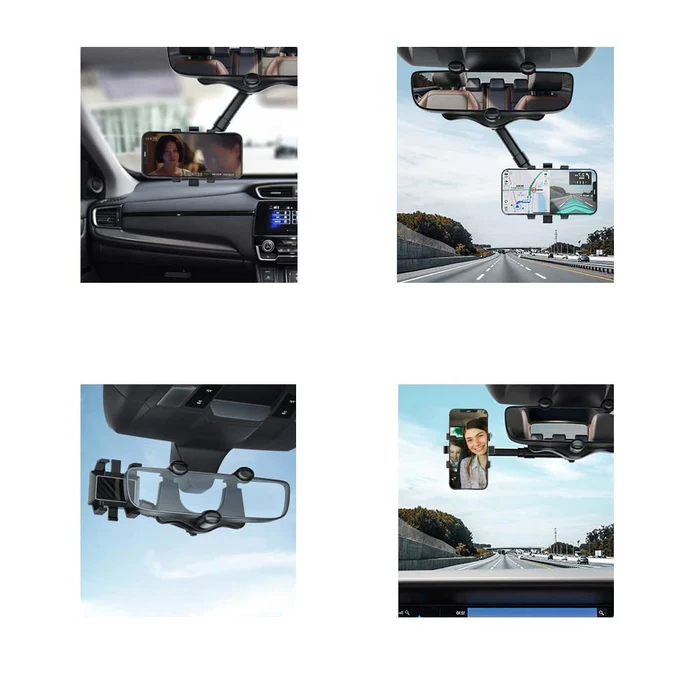 Versatile Car Phone Holder | 360-Degree Rotatable & Retractable Design for Safe Navigation