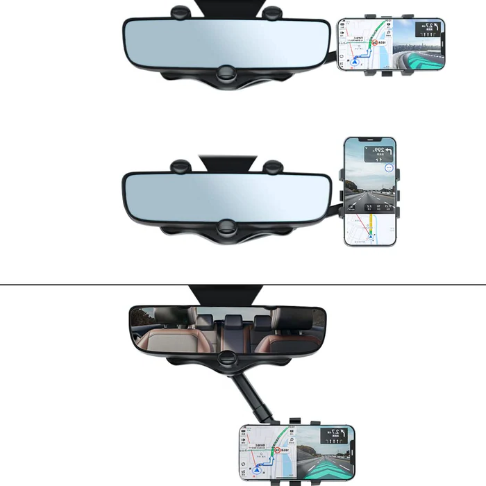 Versatile Car Phone Holder | 360-Degree Rotatable & Retractable Design for Safe Navigation