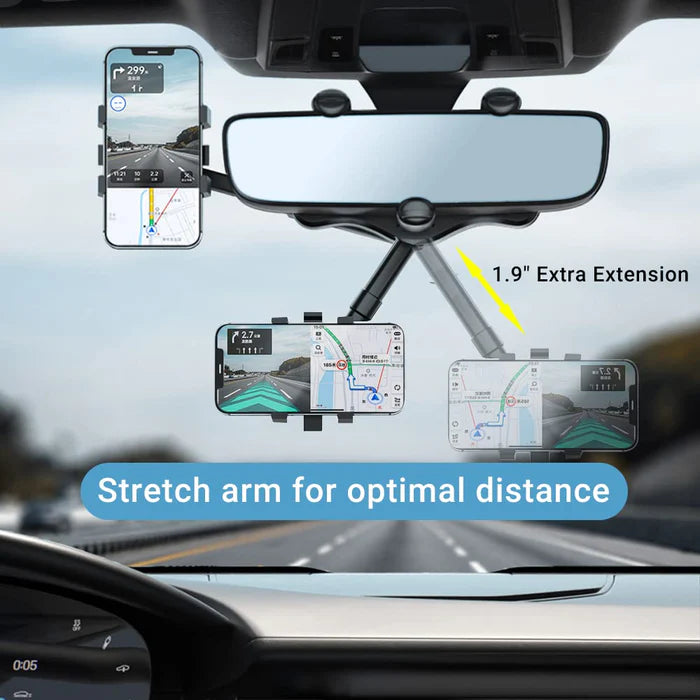 Versatile Car Phone Holder | 360-Degree Rotatable & Retractable Design for Safe Navigation