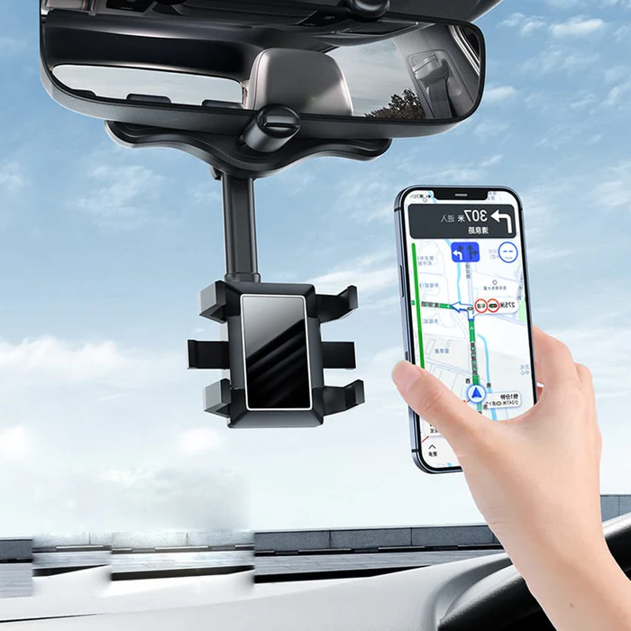 Versatile Car Phone Holder | 360-Degree Rotatable & Retractable Design for Safe Navigation