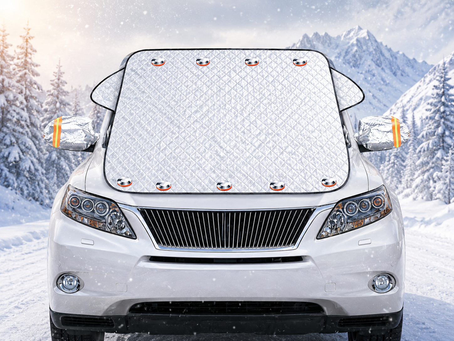 All-Season Magnetic Windshield Cover with Strong Attachment for Ice and Heat Protection