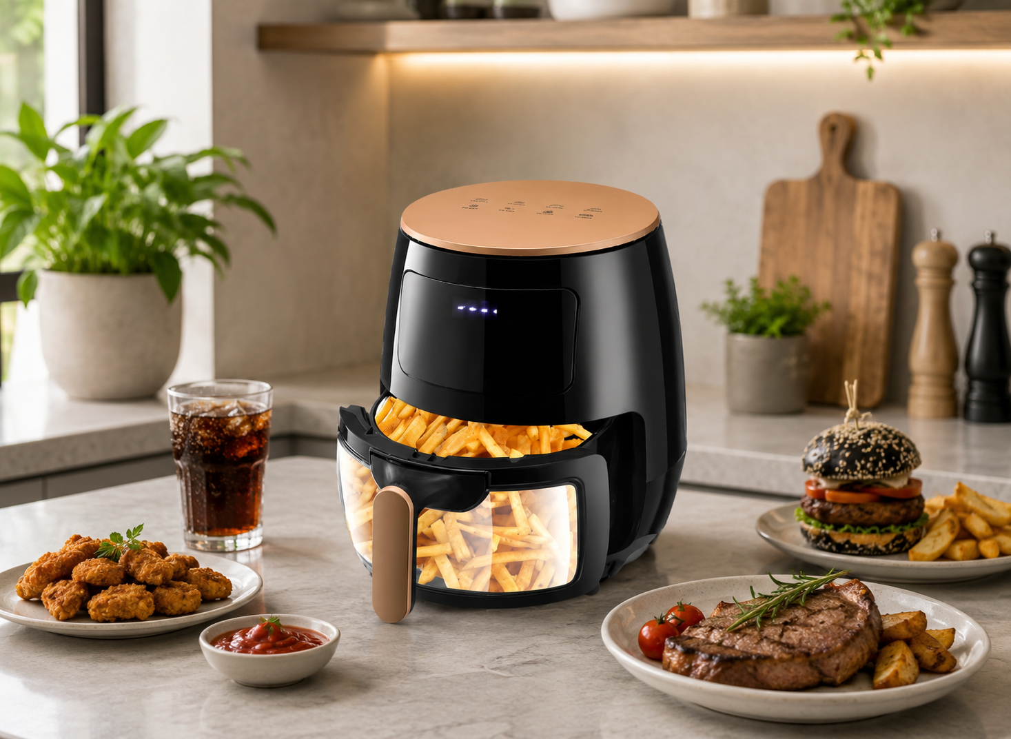 Versatile Kitchen | Digital Air Fryer with Touch Screen & 6L Capacity | Stainless Steel Design for Healthier Cooking