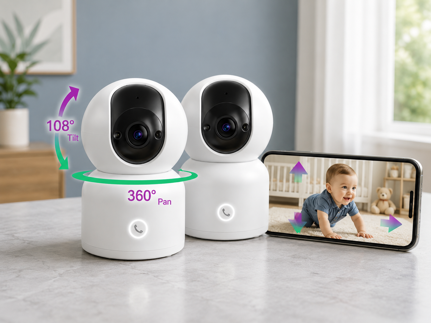 Home Security Camera | 360° Indoor PTZ Camera with AI Auto Tracking | Reliable Monitoring for Your Baby