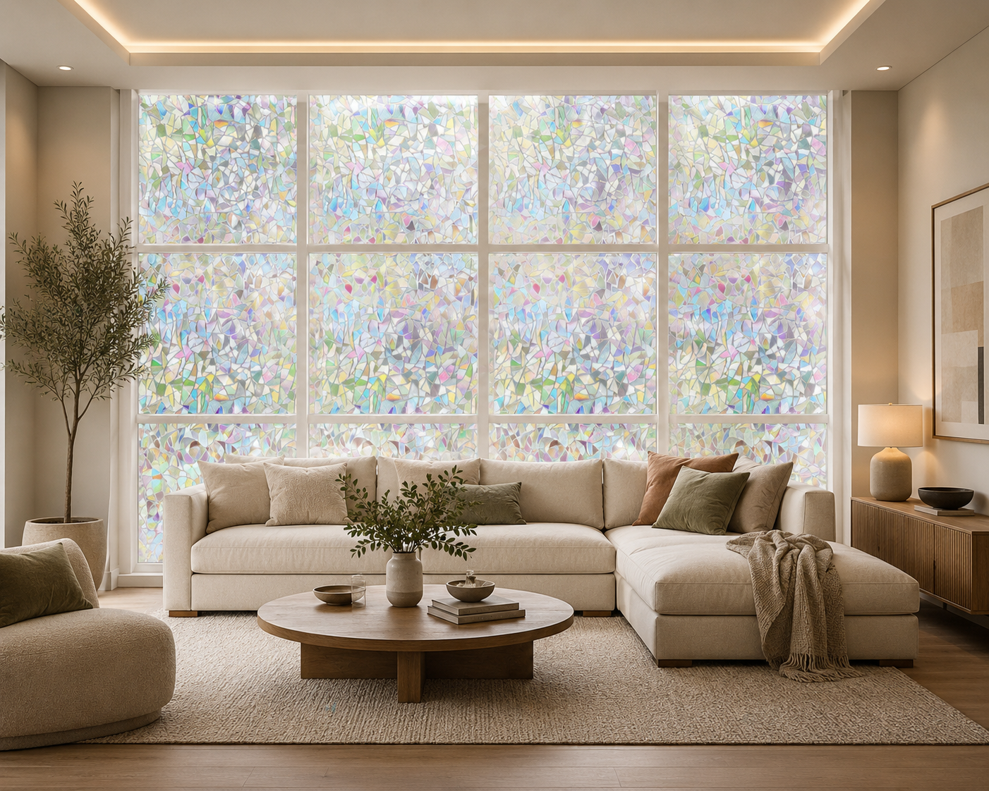 Prismatic Window Film | Rainbow Effect Privacy Film with Easy Static Cling | Decorative Solution for Natural Light