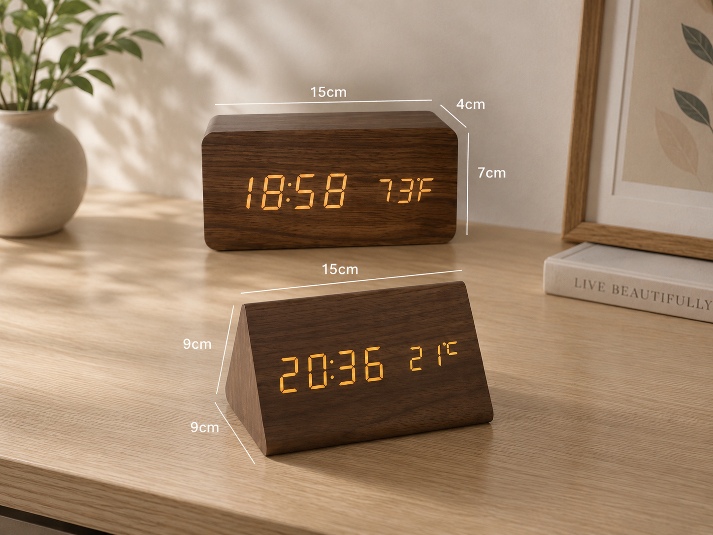LED Digital Alarm Clock with Voice Control & Temperature Display | Modern Design for Stylish Wake-Ups