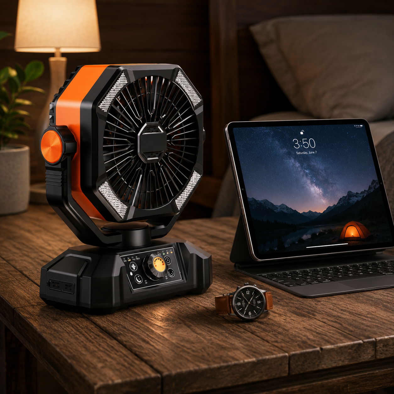 Outdoor Comfort | Portable Camping Cooling Fan with Dual Turbo Power | Versatile Airflow for Ultimate Relaxation