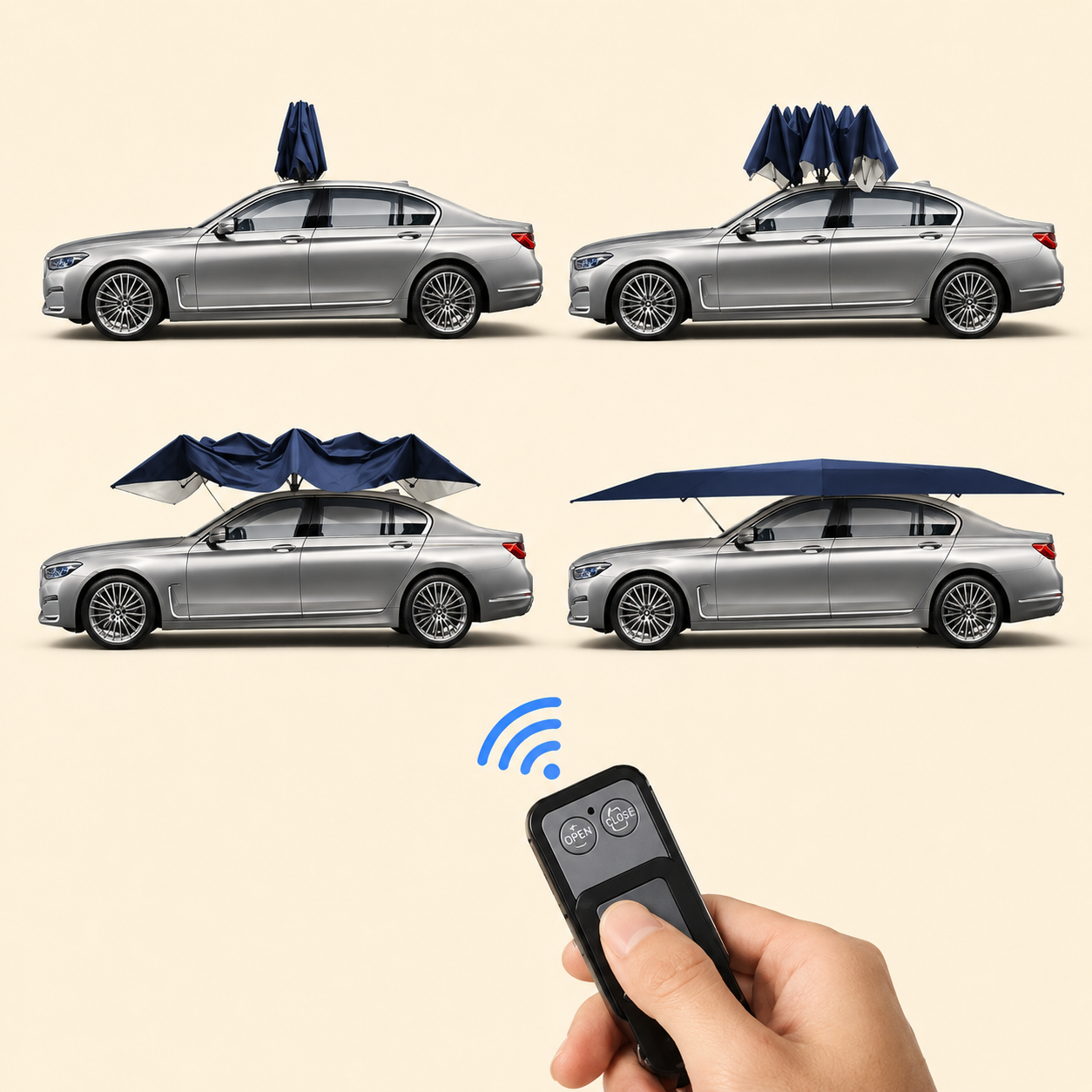 Portable Car Roof Sunshade Canopy with Remote Control & UV Protection