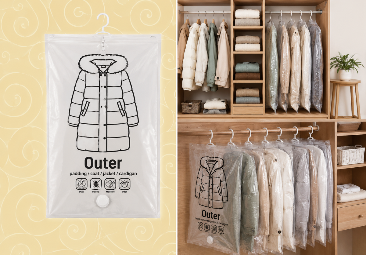 Innovative Hanging Vacuum Storage Bags | Space-Saving Compression Solution for Organized Closets