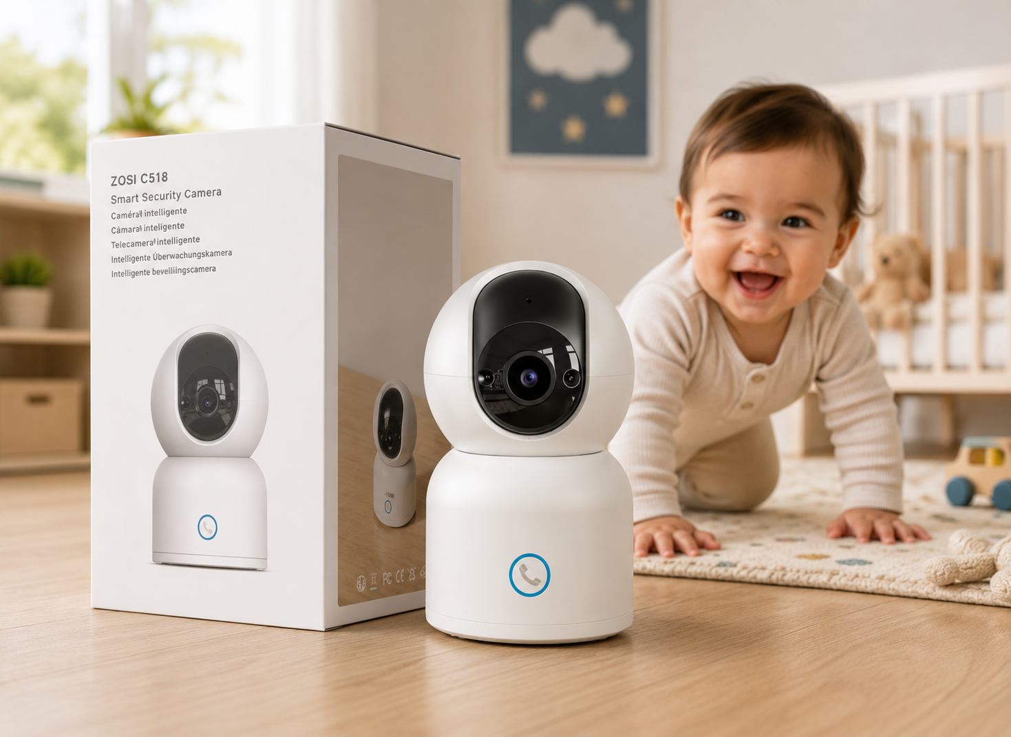 Home Security Camera | 360° Indoor PTZ Camera with AI Auto Tracking | Reliable Monitoring for Your Baby