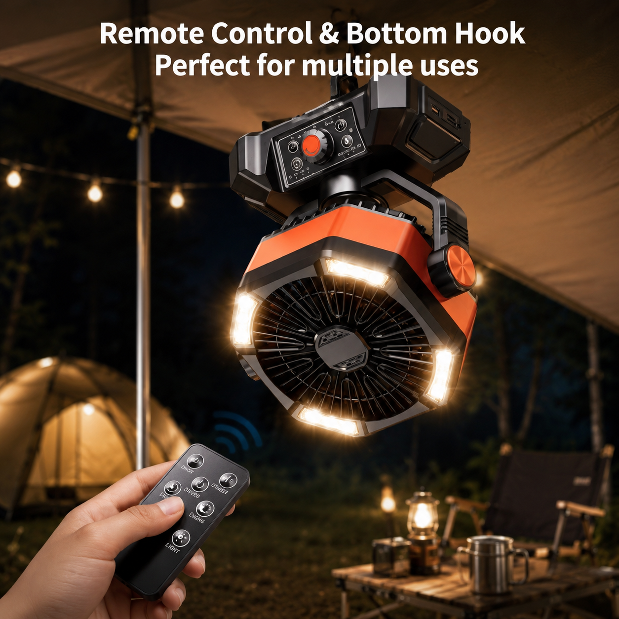 Outdoor Comfort | Portable Camping Cooling Fan with Dual Turbo Power | Versatile Airflow for Ultimate Relaxation