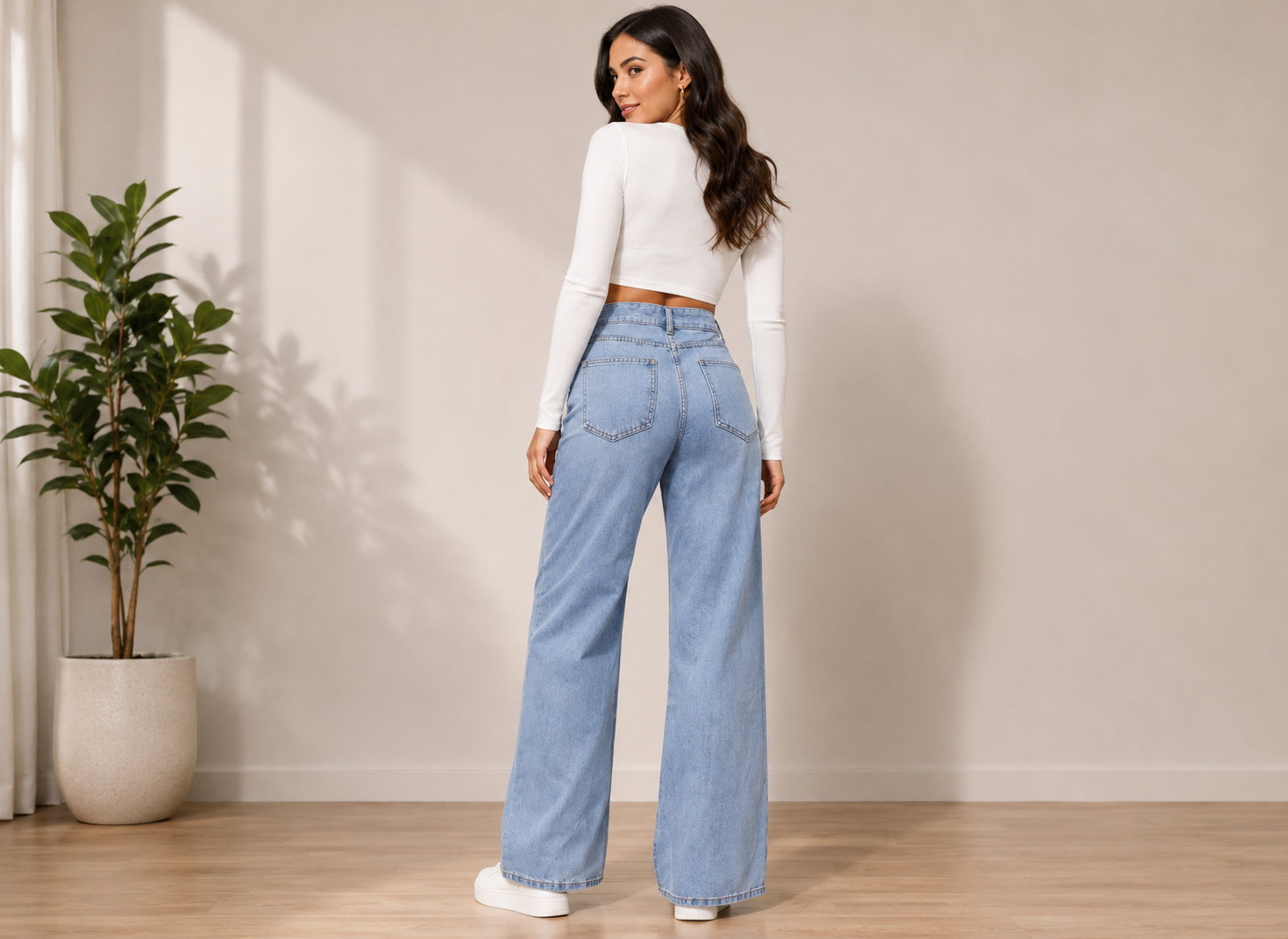Stylish High-Waisted Baggy Jeans for Women with Stretch Denim | Perfect Fit for All Occasions