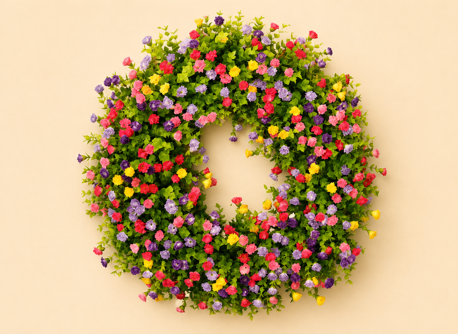 Vibrant Floral Wreath | Spring Summer Faux Flower Arrangement for Home Decor