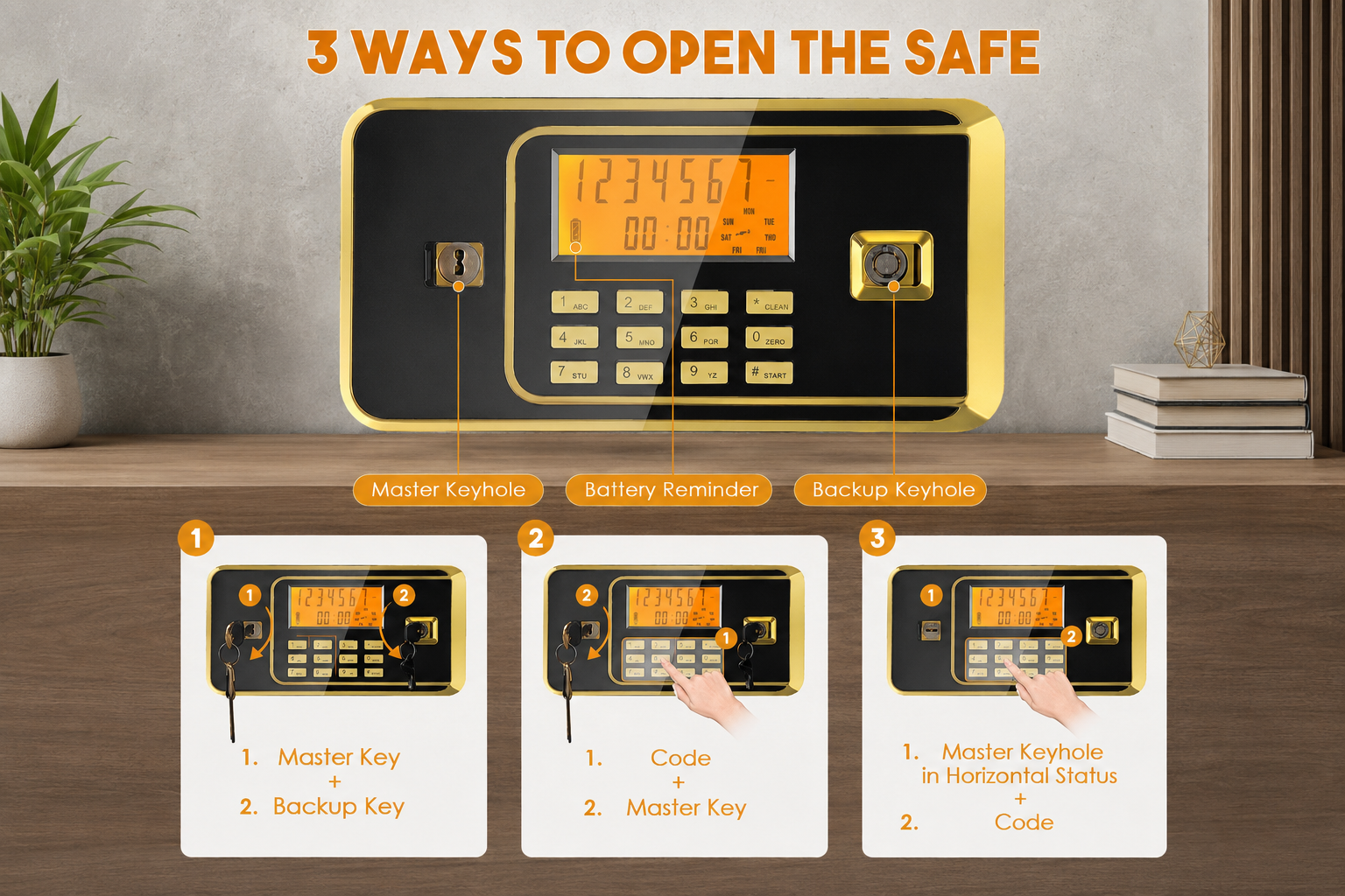 Secure Vault | Fireproof Safe Box with LED Light & Anti-Theft Alarm | Ultimate Protection for Valuables