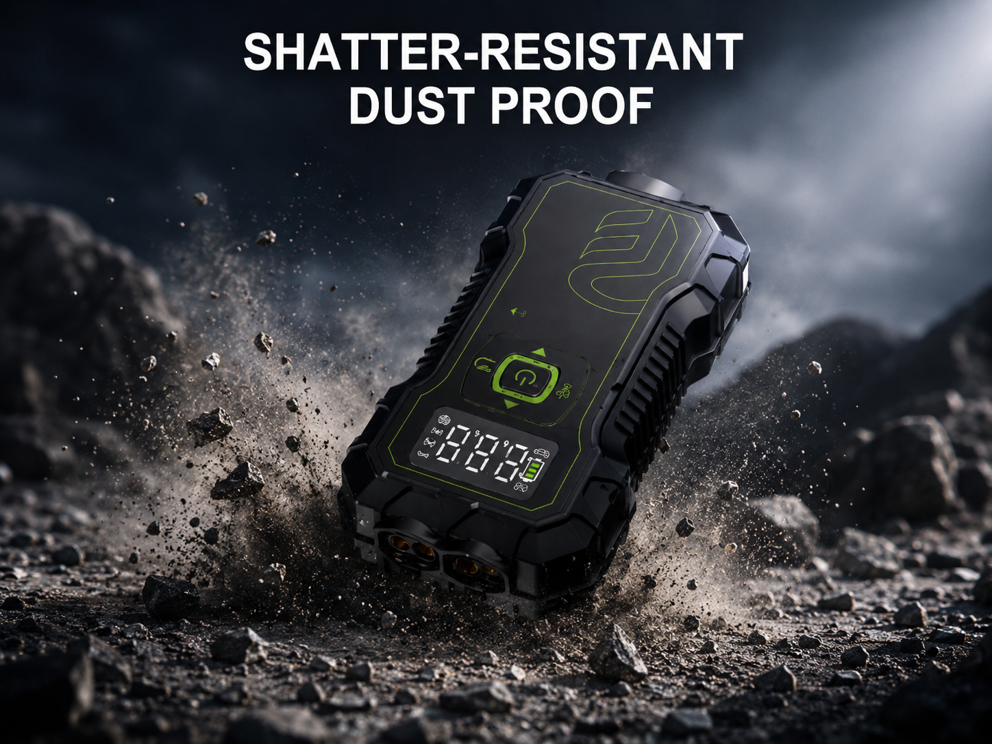 PowerBoost | 10000mAh Car Jump Starter with Air Compressor & Wireless Charging | Compact Design for Emergency Starts