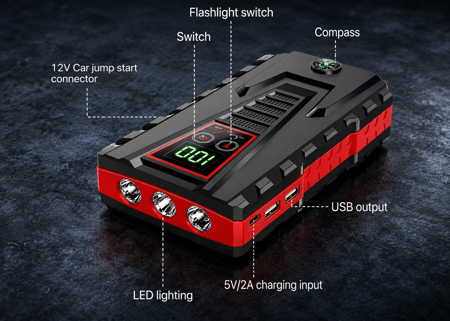 PowerMax | Portable Car Jump Starter with Extreme Temperature Performance | Multi-Device Charger for Roadside Safety