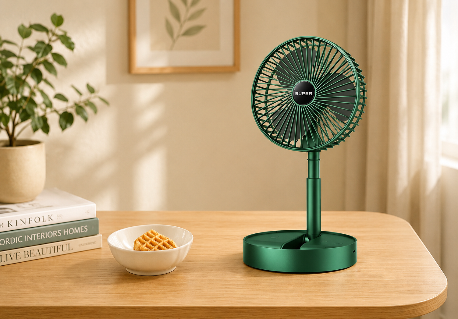 Compact USB Powered Mini Floor Desk Fan with Collapsible Design for Indoor and Outdoor Use