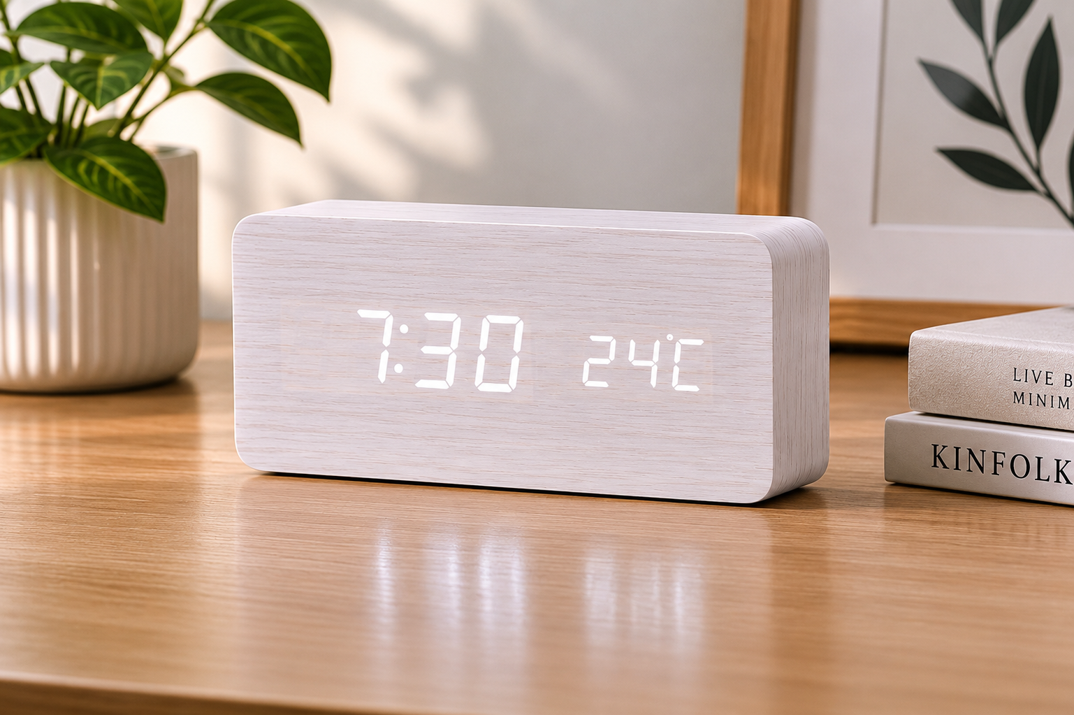 LED Digital Alarm Clock with Voice Control & Temperature Display | Modern Design for Stylish Wake-Ups