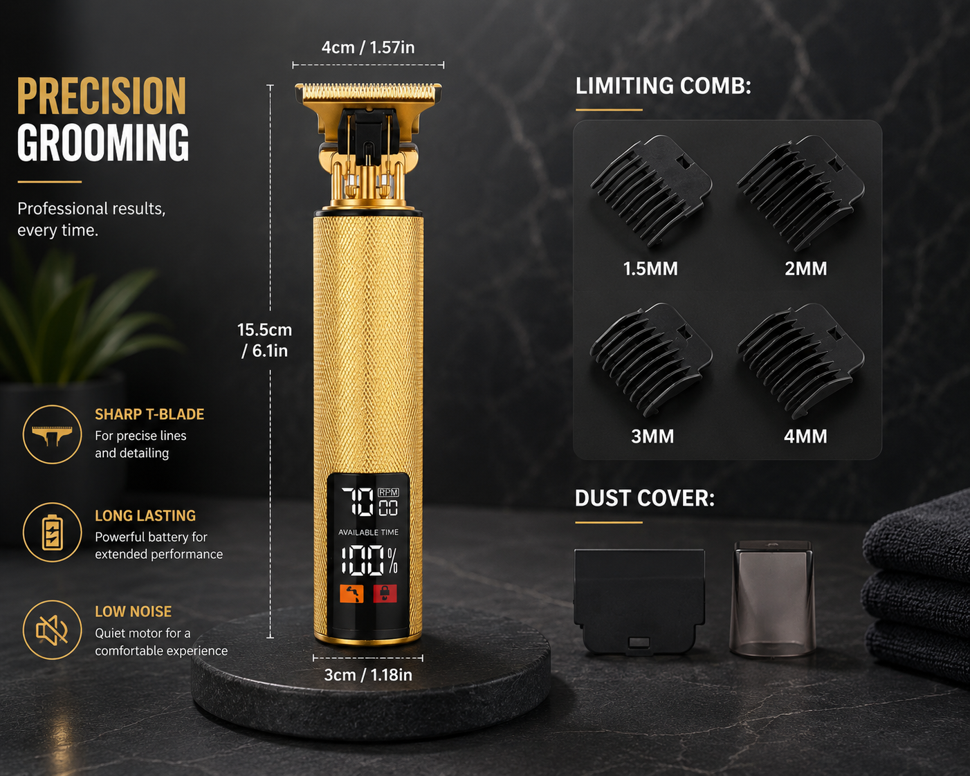 Precision Grooming | Electric Beard Trimmer with T-Shaped Blade | Waterproof Design for Professional Grooming