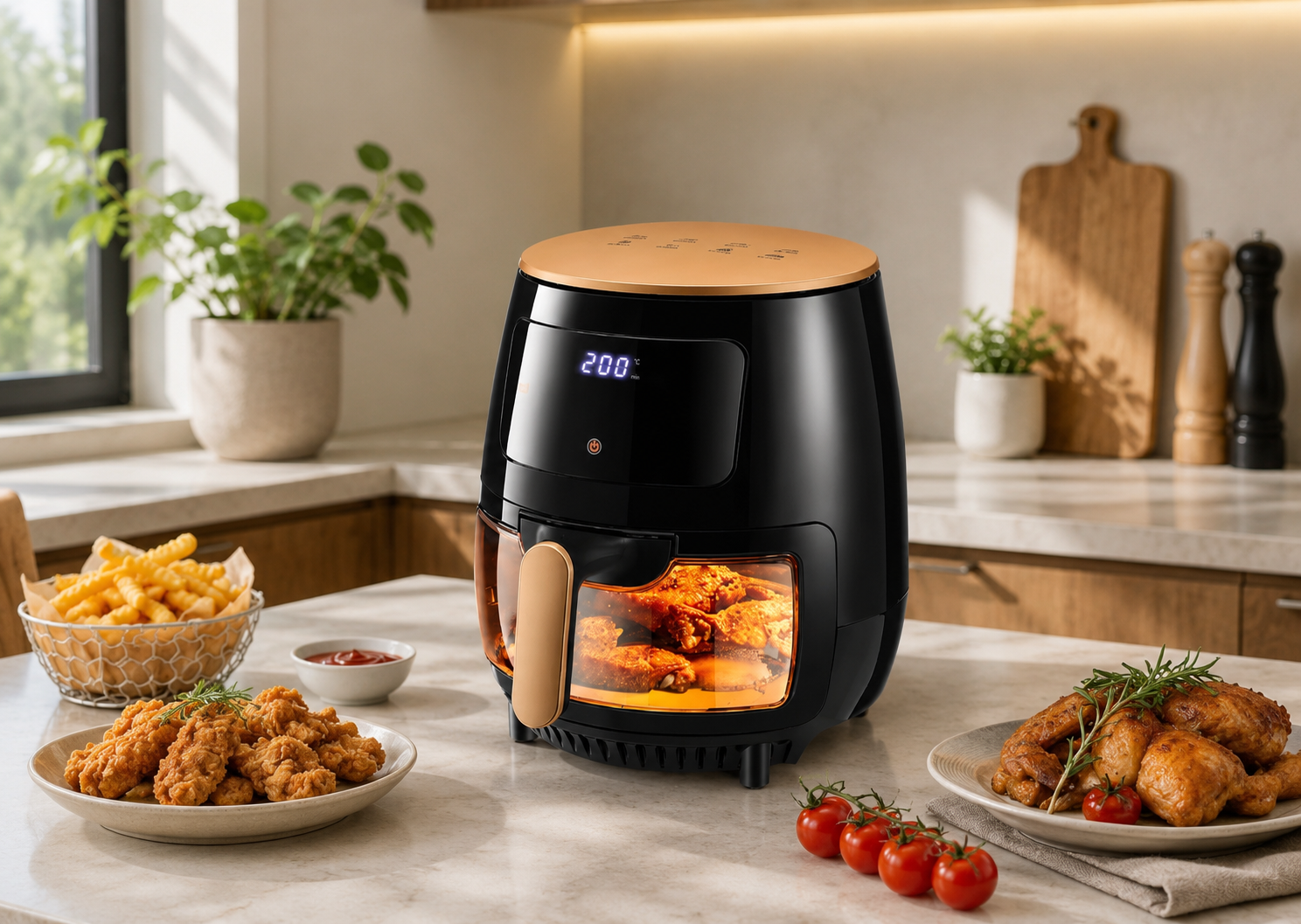 Versatile Kitchen | Digital Air Fryer with Touch Screen & 6L Capacity | Stainless Steel Design for Healthier Cooking