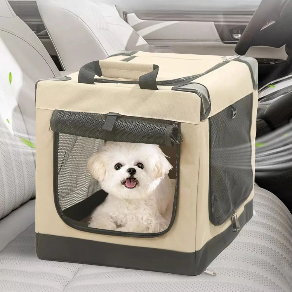 Cozy Retreat | Portable Folding Dog Crate with Breathable Mesh | Lightweight Design for Travel and Comfort