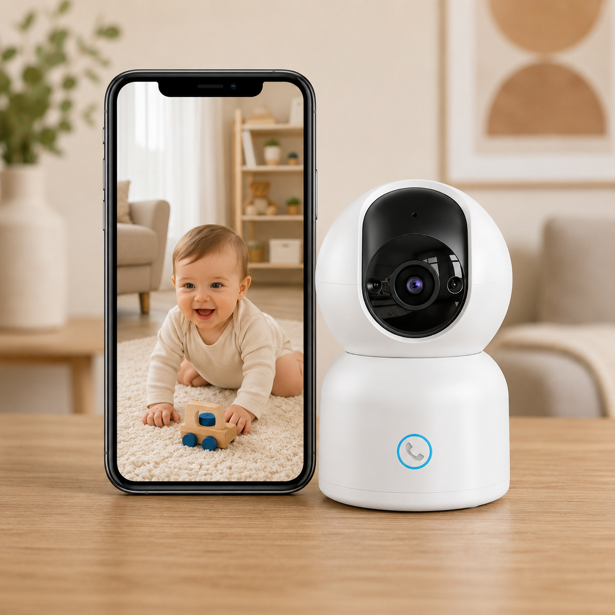 Home Security Camera | 360° Indoor PTZ Camera with AI Auto Tracking | Reliable Monitoring for Your Baby