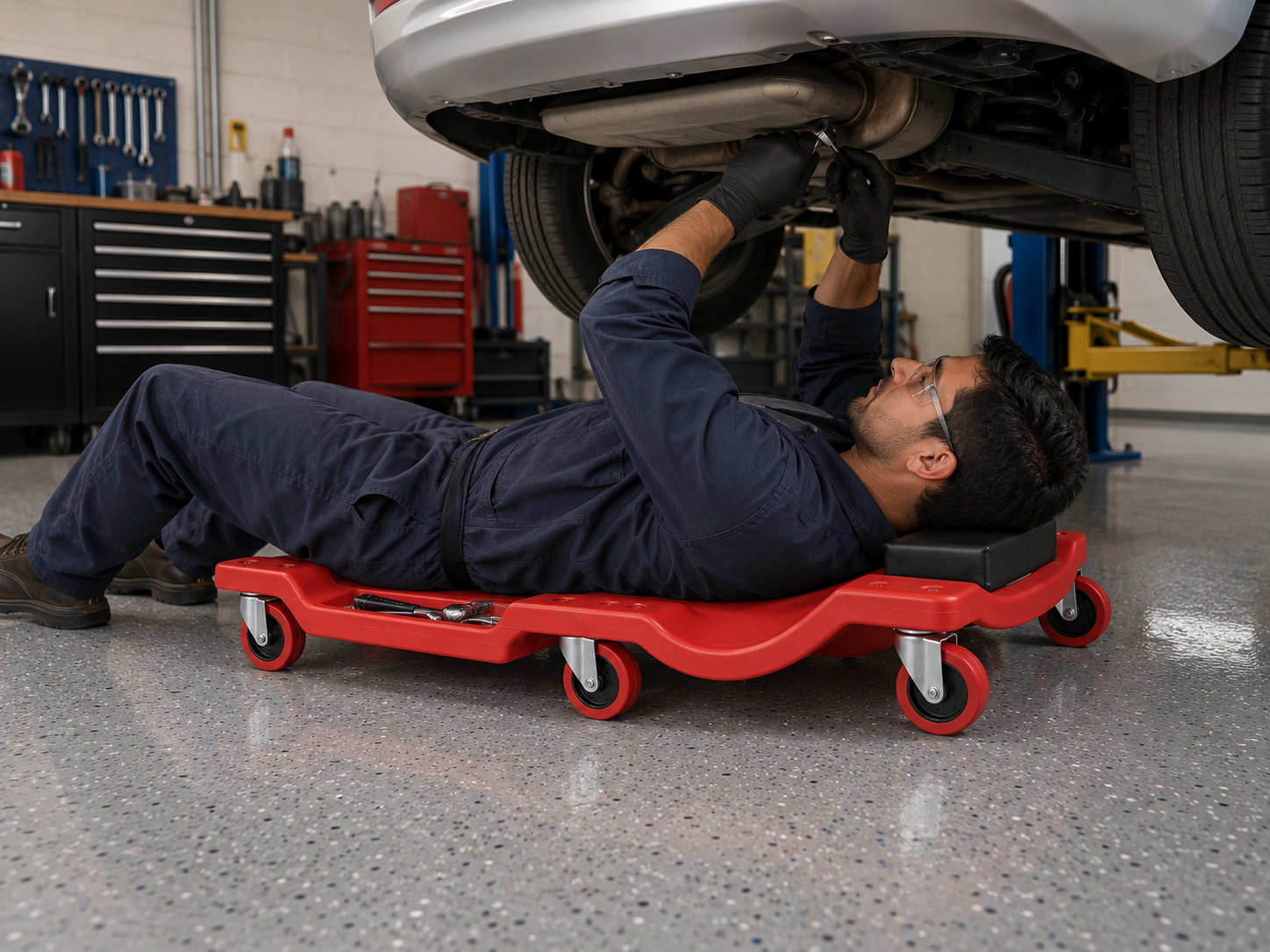 Versatile Automotive Creeper | 36 Low Profile Mechanic Board with Padded Headrest | Smooth Rolling for Comfortable Repairs