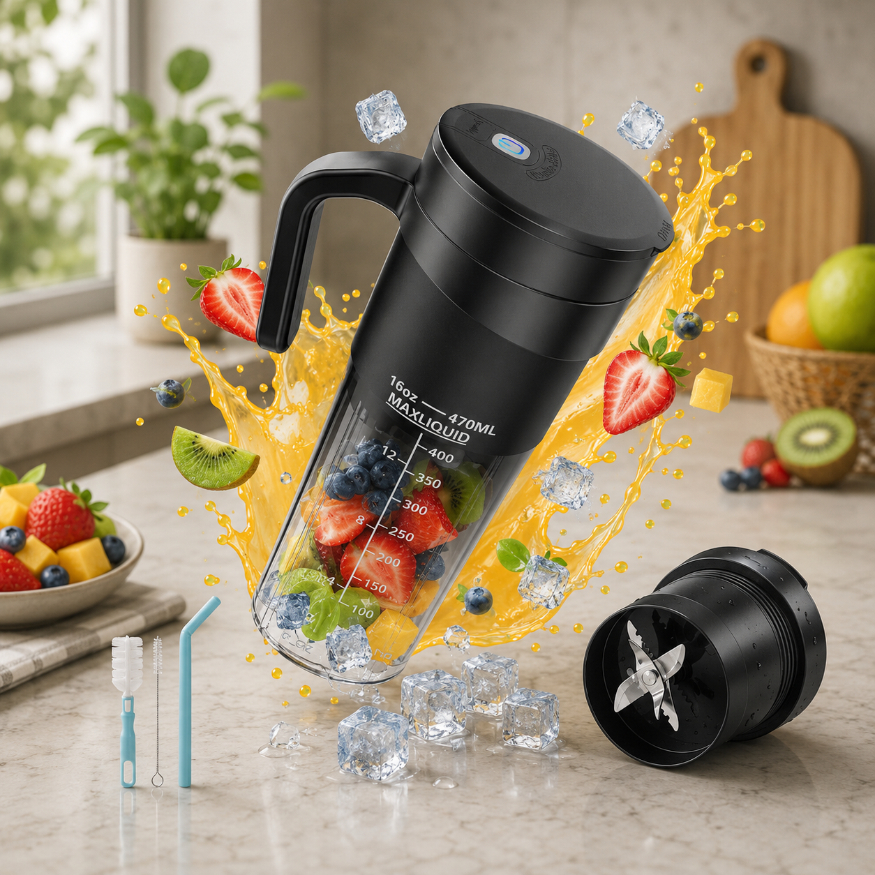 Portable Blender | Smoothie Maker with Self-Cleaning Function | Lightweight Design for On-the-Go Nutrition