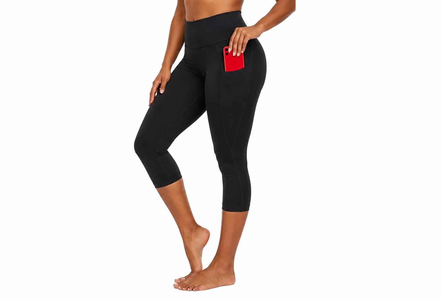 Active Essentials | Women's Capri Leggings with Pockets & Tummy Control | Comfortable Stretch Fabric for All-Day Wear