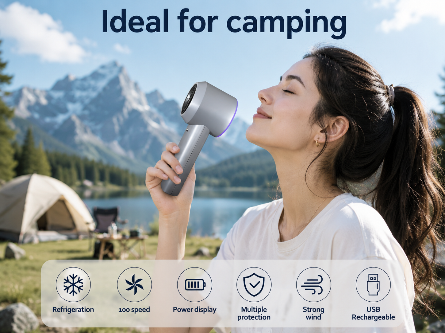 Cooling Breeze | Portable Handheld Fan with Turbocharged Airflow | Ergonomic Design for Ultimate Comfort