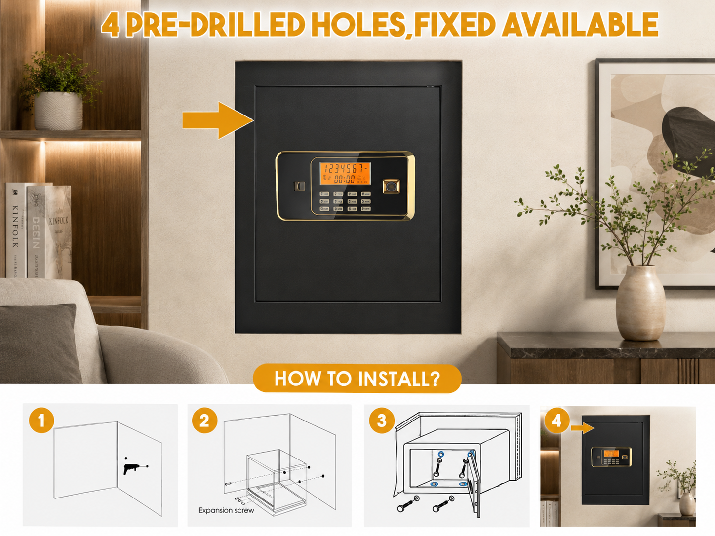 Secure Vault | Fireproof Safe Box with LED Light & Anti-Theft Alarm | Ultimate Protection for Valuables