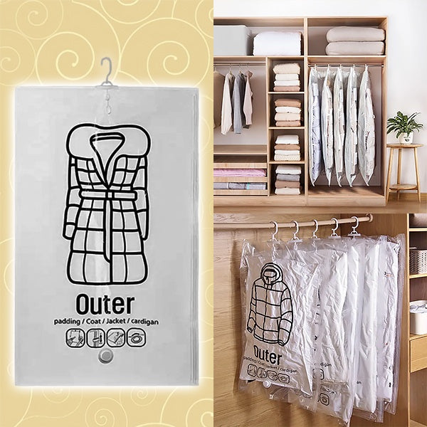 Innovative Hanging Vacuum Storage Bags | Space-Saving Compression Solution for Organized Closets