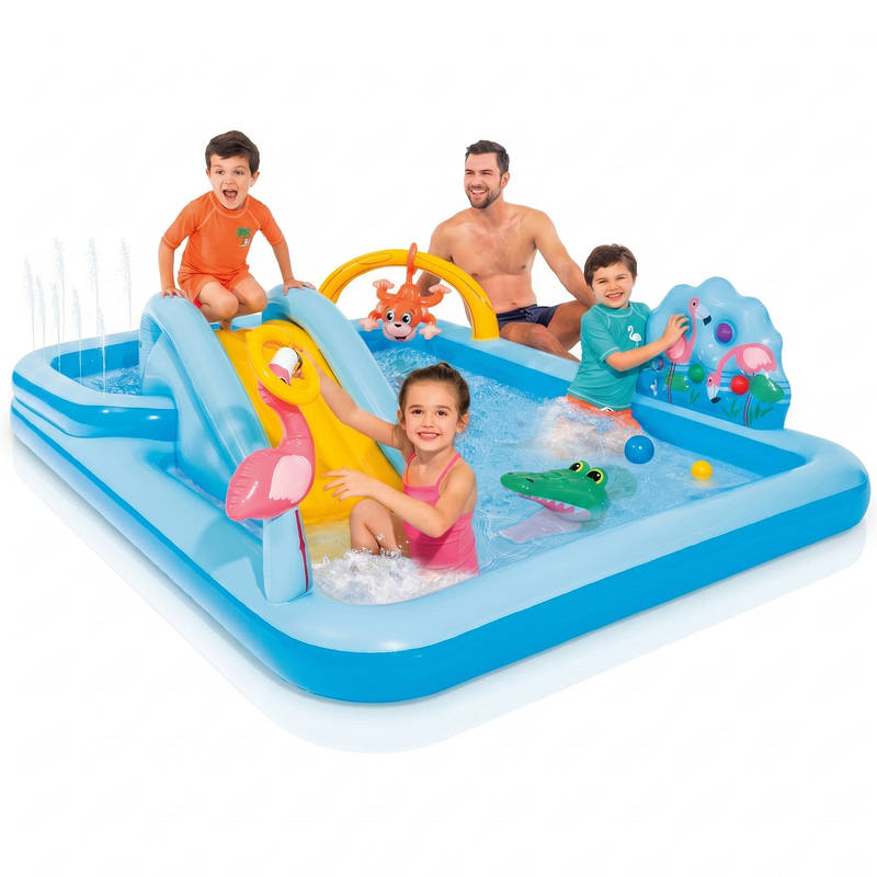 Jungle Adventure | Inflatable Kiddie Pool with Sprayer & Slide | Fun Water Play Center for Kids 0