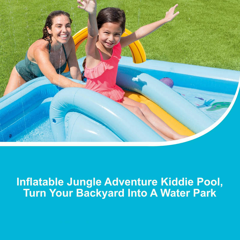 Jungle Adventure | Inflatable Kiddie Pool with Sprayer & Slide | Fun Water Play Center for Kids 1