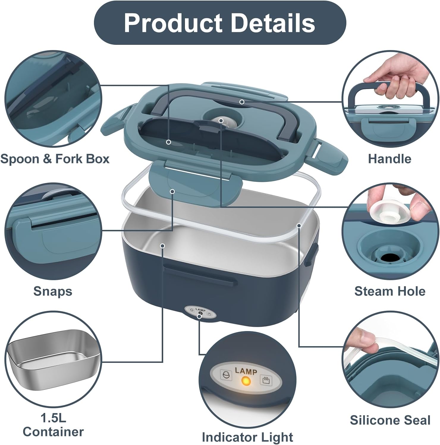 Portable Electric Lunch Box with Fast Heating Technology & Leak-Proof Design for On-the-Go Meals