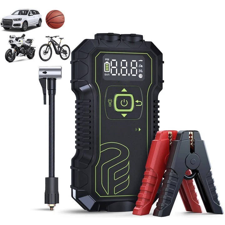 PowerBoost | 10000mAh Car Jump Starter with Air Compressor & Wireless Charging | Compact Design for Emergency Starts 7