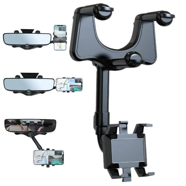 Versatile Car Phone Holder | 360-Degree Rotatable & Retractable Design for Safe Navigation