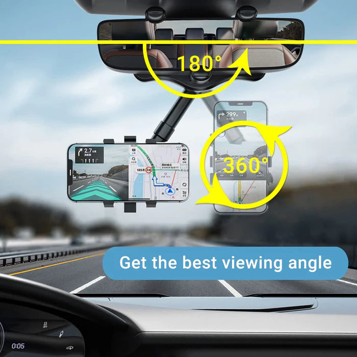 Versatile Car Phone Holder | 360-Degree Rotatable & Retractable Design for Safe Navigation